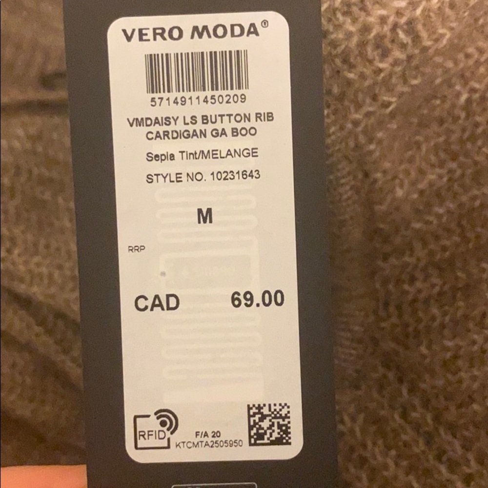 Vero Moda Taupe Button-Up Ribbed Cardigan - Picture 3 of 4